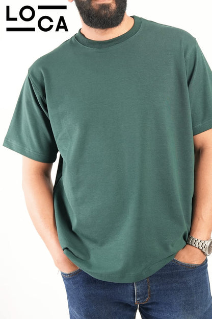 Green T-shirt crew neck over size