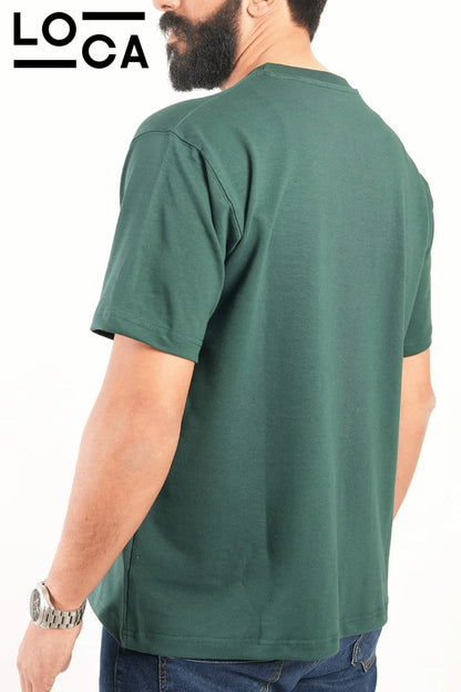Green T-shirt crew neck over size