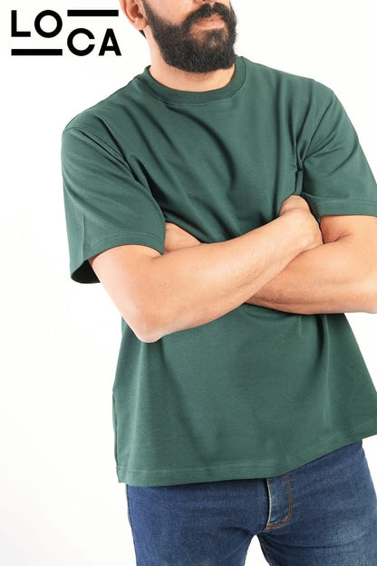 Green T-shirt crew neck over size