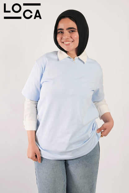 Light blue T-shirt crew neck