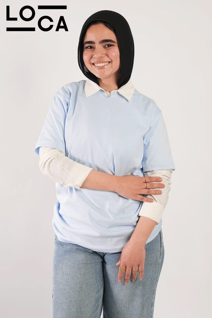 Light blue T-shirt crew neck
